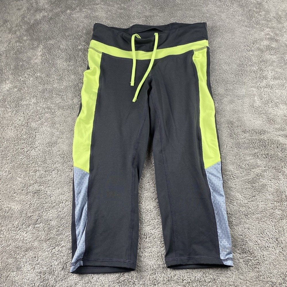 Champion‎ Duo Dry Cropped Pants Yoga Womens XS Green Black Drawstring